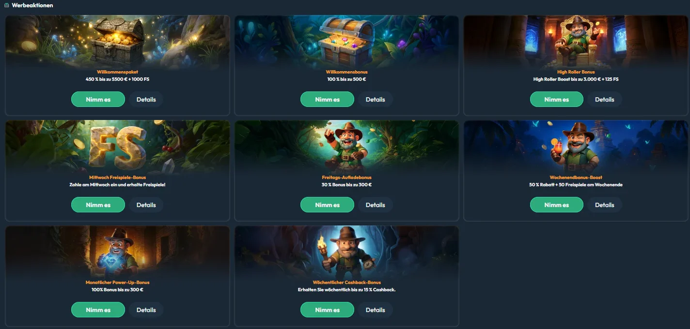 Slotorado Casino mit Willkommenspaket, Freispiele-Boni, Reload-Angeboten und Cashback-Aktionen